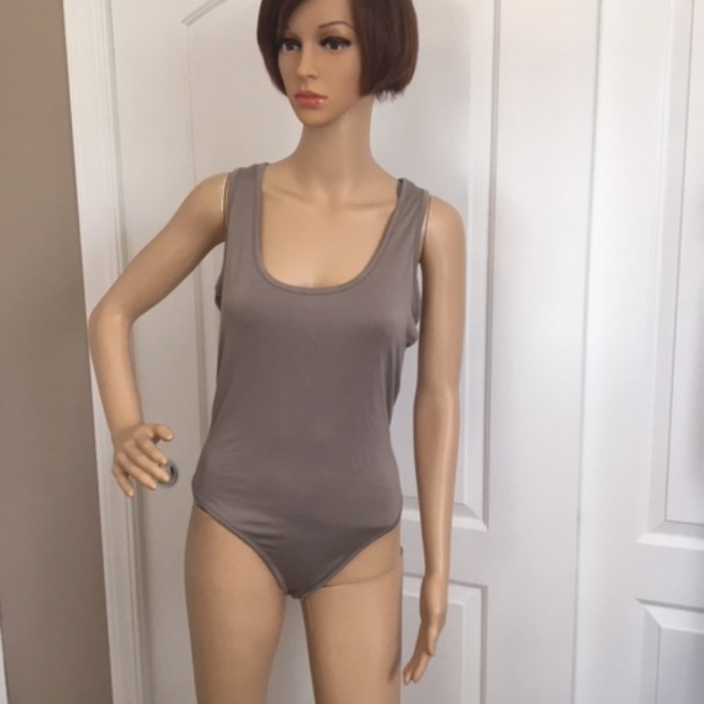 Prettylittlething Taupe Raceback Bodysuite Size 8
